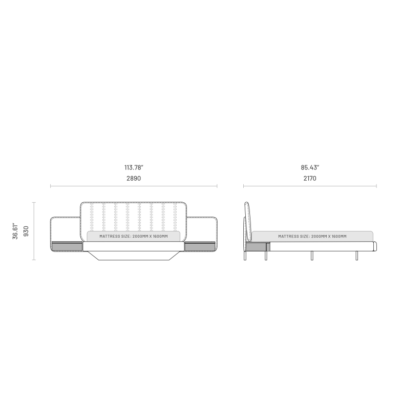 AMANDA Bed : Hudson- Elegant & Modern Upholstered Bed Frame for Ultimate Comfort | Customizable Design