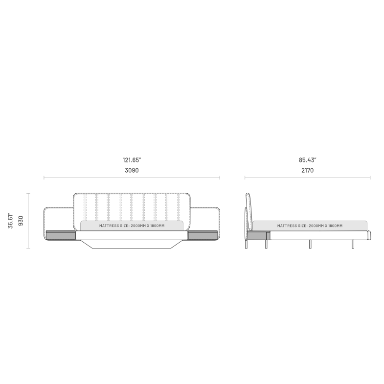 AMANDA Bed : Hudson- Elegant & Modern Upholstered Bed Frame for Ultimate Comfort | Customizable Design