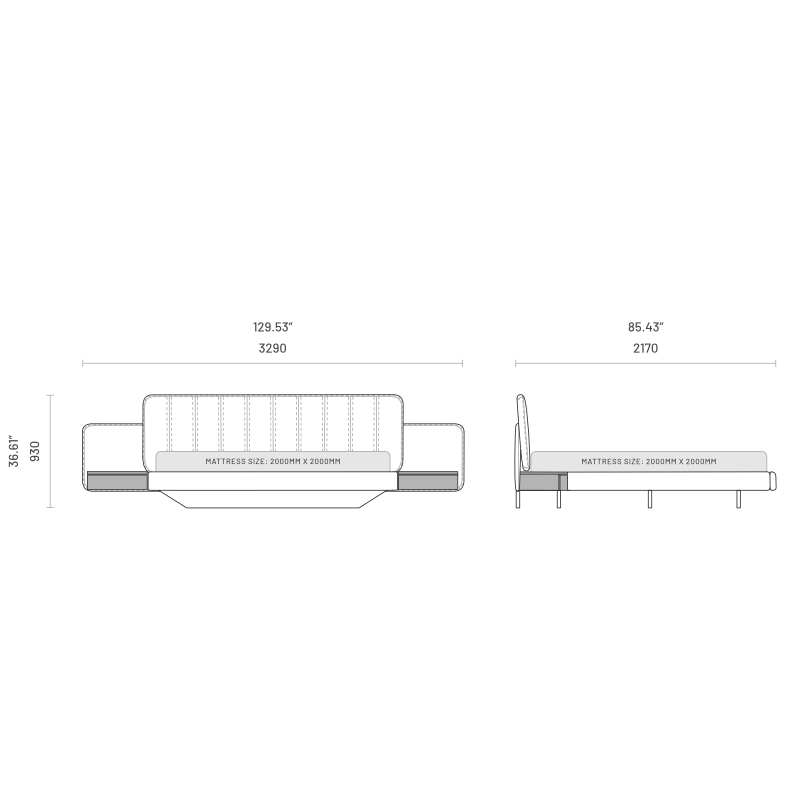 AMANDA Bed : Hudson- Elegant & Modern Upholstered Bed Frame for Ultimate Comfort | Customizable Design