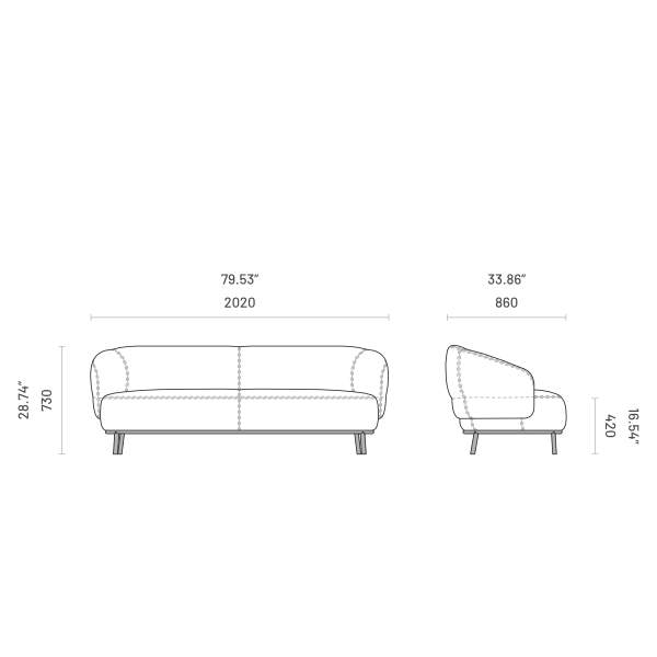 Juliet 2-Seater Sofa: Hudson  - Stylish & Comfortable Small Sofa for Living Room