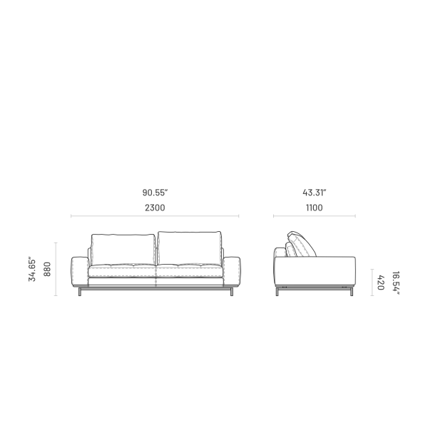 Parker 2-Seater Sofa: Brampton  – Modern & Comfortable Upholstered Seating for Living Room
