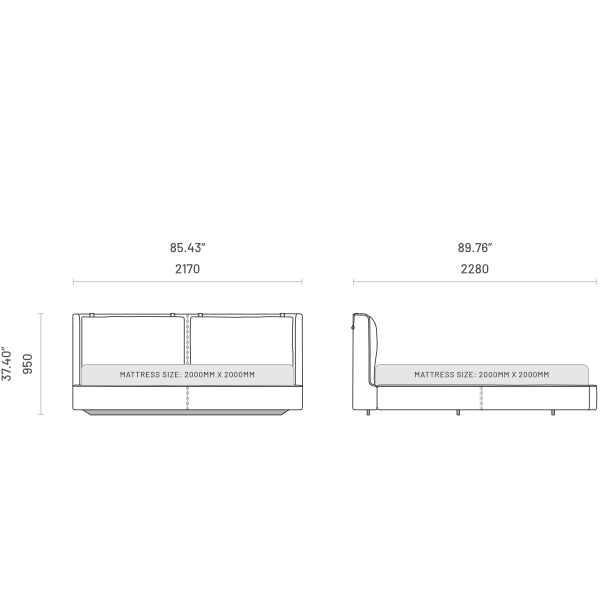 KELSI Bed : Rupert- Modern Upholstered Bed Frame with Sleek Design & Premium Comfort | Customizable Options