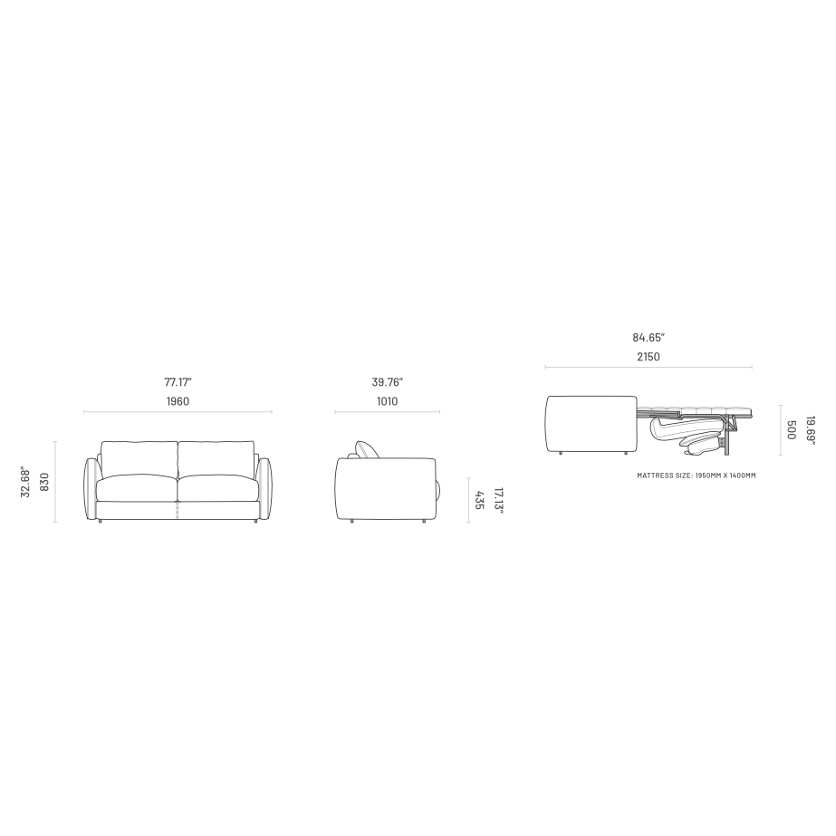 Beaumont Sofa Bed: Aspen – Luxurious Comfort with a Generous 1600x1950 mm Mattress for Elegant Living Spaces