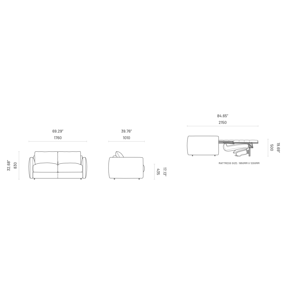 Beaumont Sofa Bed: Aspen – Luxurious Comfort with a Generous 1600x1950 mm Mattress for Elegant Living Spaces