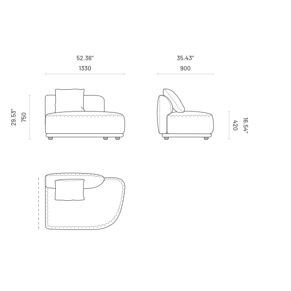 OLIVIA MOD. OL95.C Central Module: Osaka  – Modern Modular Sofa Piece for Living Room