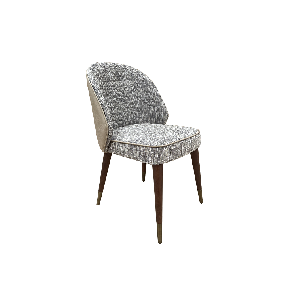 Oxford Dining Chair: Elegant Upholstered Dining Chair with Antique Brass Accents and Wooden Frame