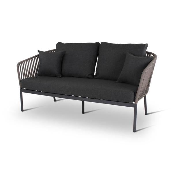 CLAVO 2-seater anthracite alu, textilene taupe incl cushions midnight grey