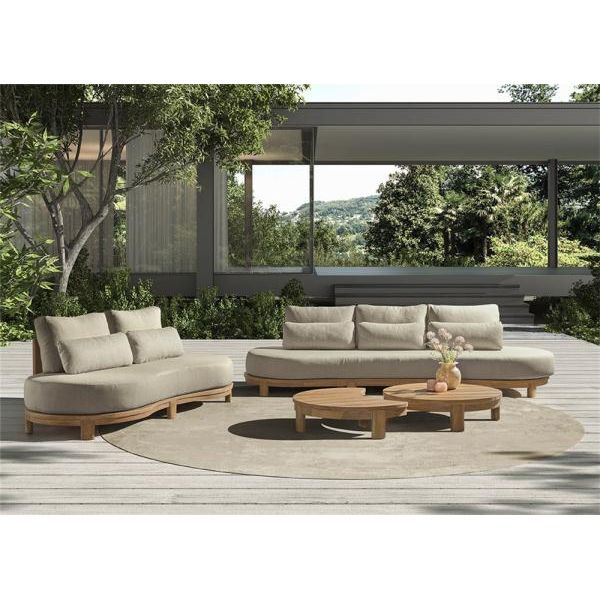 AMBON 3-seat teak naturel, naturel weaving incl cushions cream