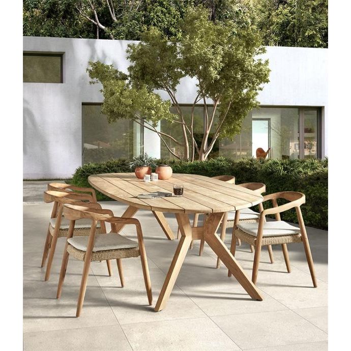 ANAIS armchair teak naturel, beige weaving incl cushion cream