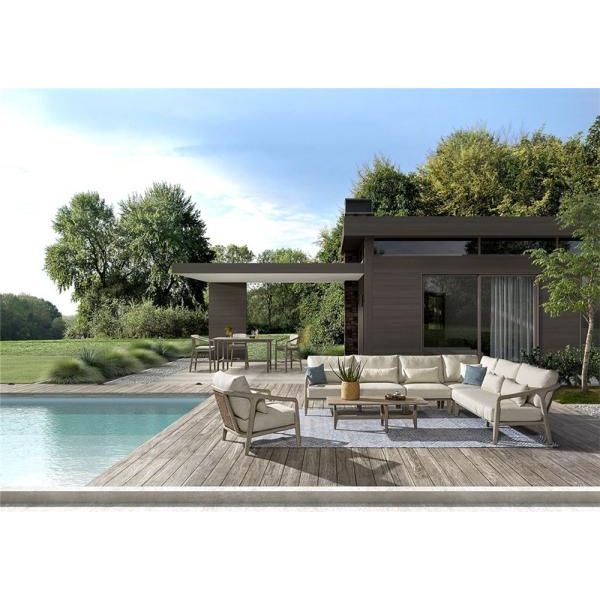 ANAIS seat left teak grey, beige weaving, incl cushions beige