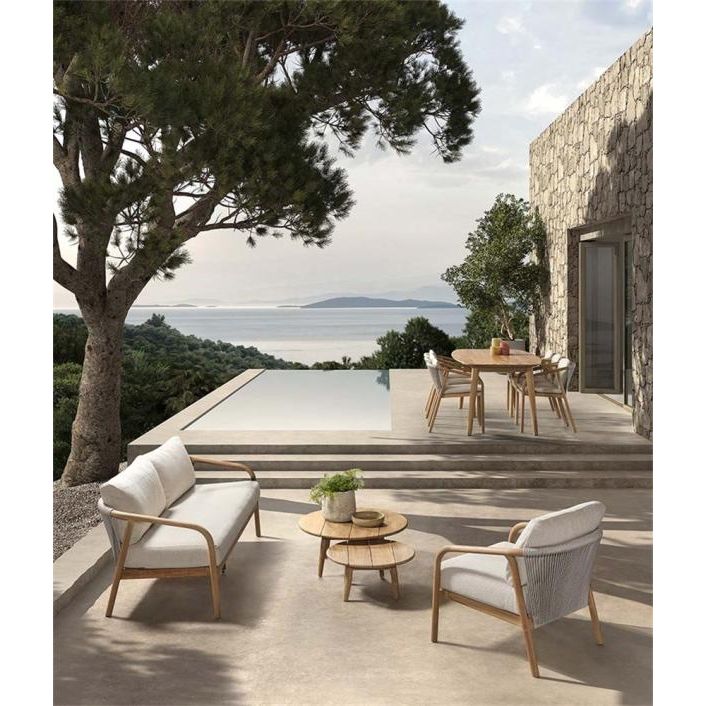 BORAS 2,5-seat teak naturel, grey weaving incl cushions clay