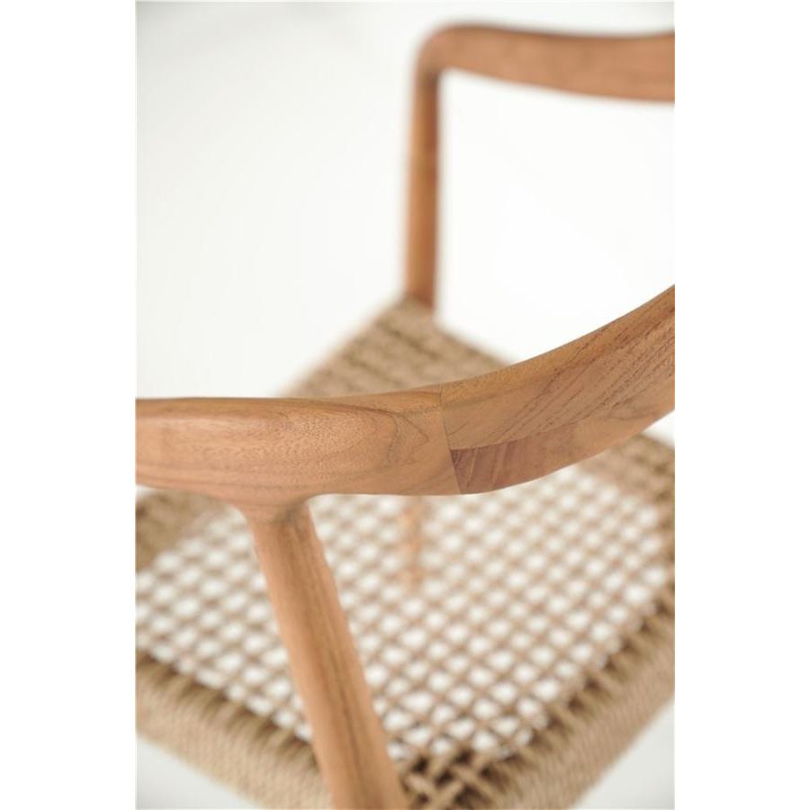 ANAIS armchair teak naturel, beige weaving incl cushion cream