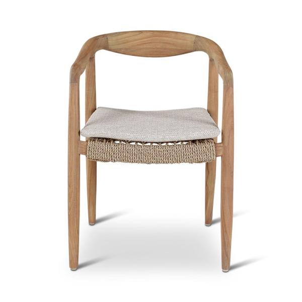 ANAIS armchair teak naturel, beige weaving incl cushion cream
