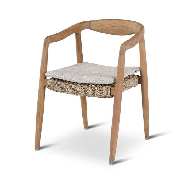 ANAIS armchair teak naturel, beige weaving incl cushion cream