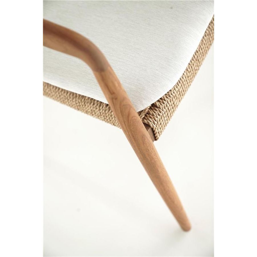 ANAIS armchair teak naturel, beige weaving incl cushion cream