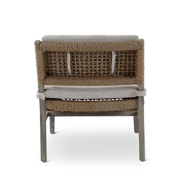 NAOMI loungechair teak grey, beige weaving, incl cushions beige