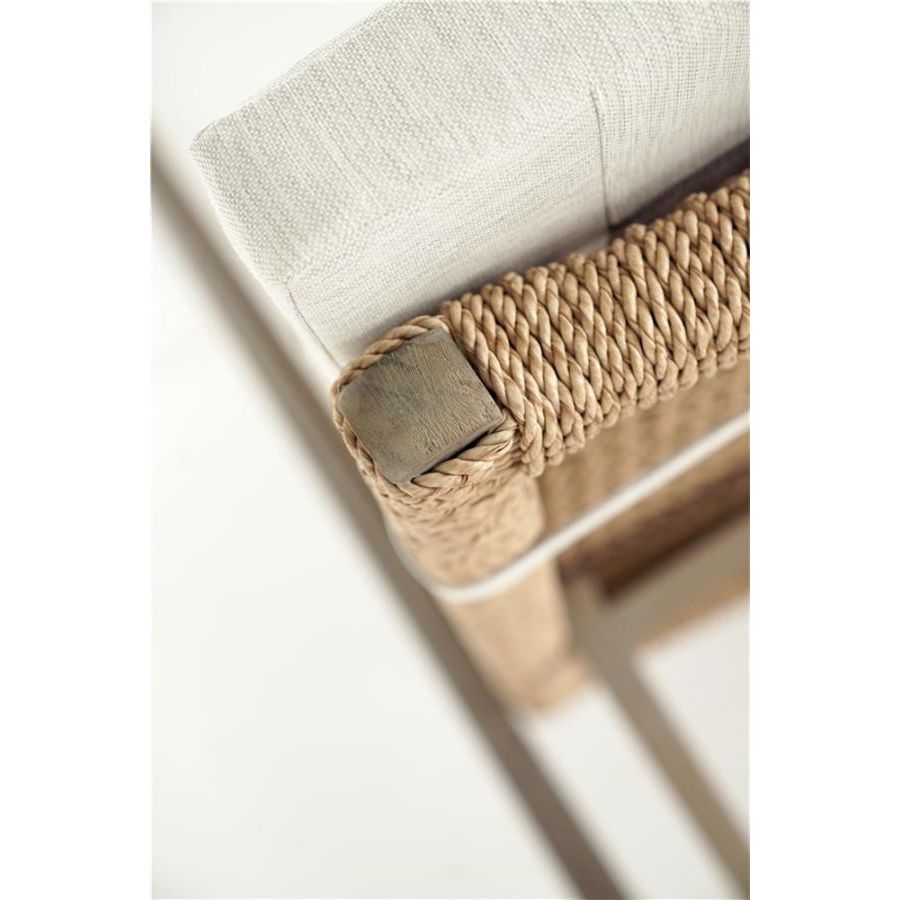 NAOMI sunlounger teak grey, beige weaving incl cushion beige