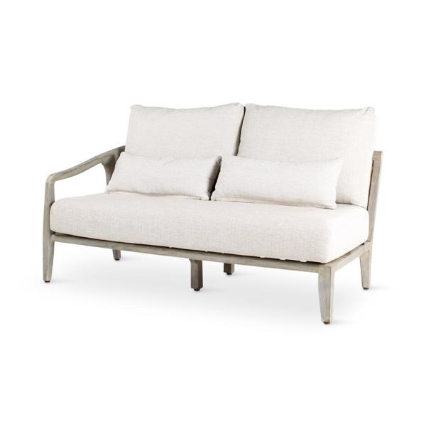 ANAIS seat left teak grey, beige weaving, incl cushions beige