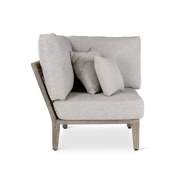 ANAIS corner teak grey, beige weaving, incl cushions beige