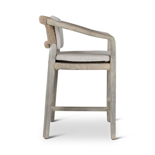 ELISA counter chair teak grey, beige weaving incl cushions beige