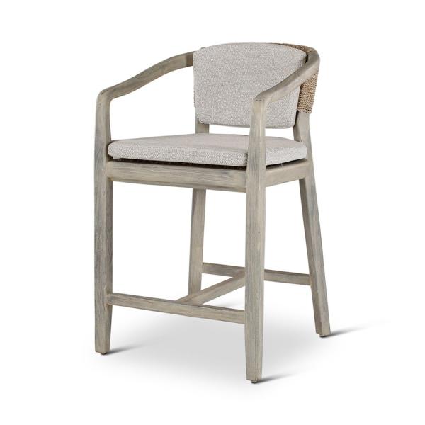 ELISA counter chair teak grey, beige weaving incl cushions beige