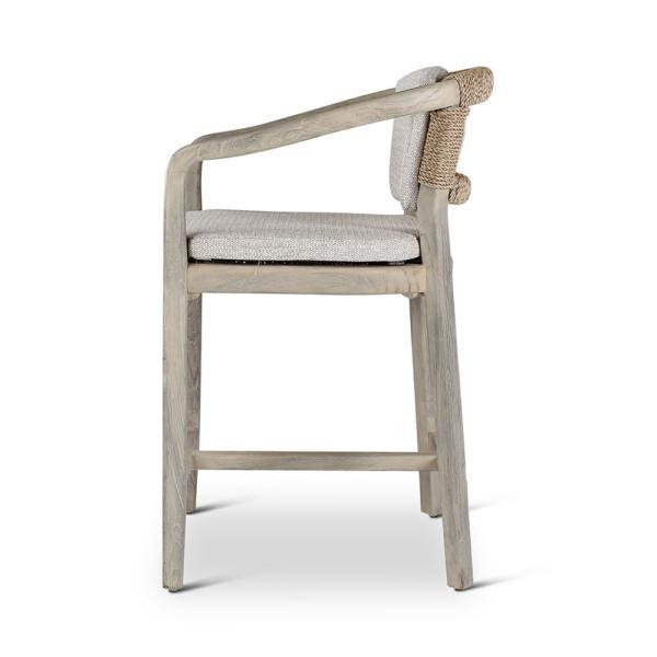 ELISA counter chair teak grey, beige weaving incl cushions beige