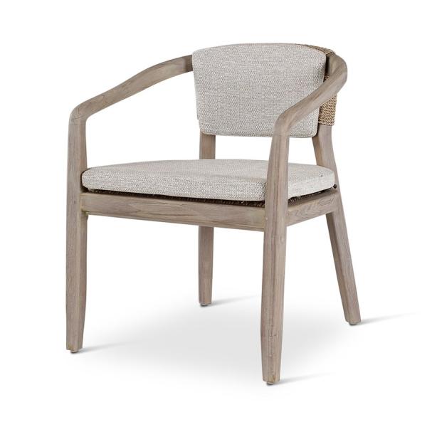 ELISA armchair teak grey, beige weaving incl cushions beige