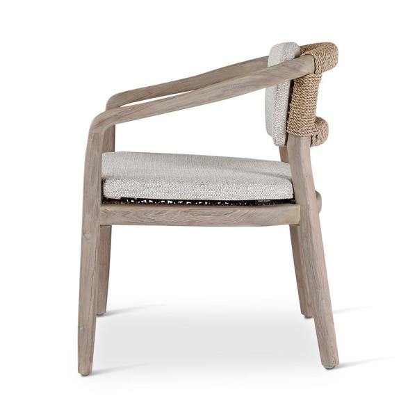 ELISA armchair teak grey, beige weaving incl cushions beige