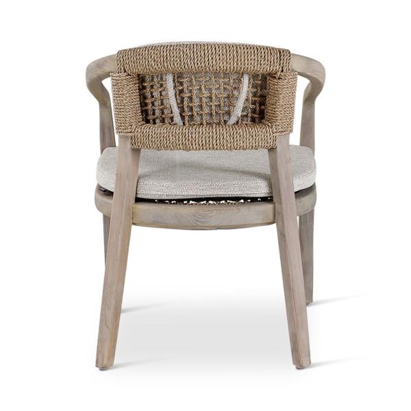 ELISA armchair teak grey, beige weaving incl cushions beige