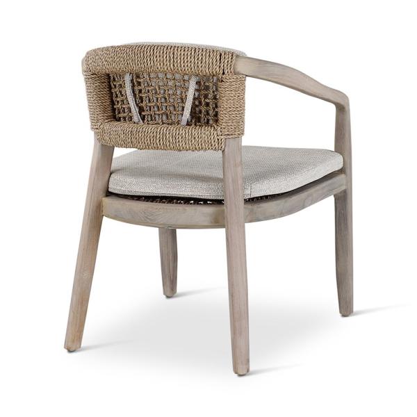 ELISA armchair teak grey, beige weaving incl cushions beige