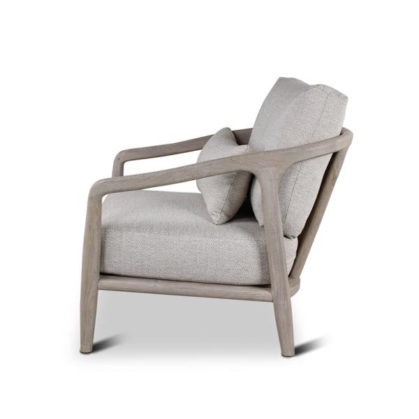 ANAIS lounge chair teak grey, beige weaving, incl cushions beige