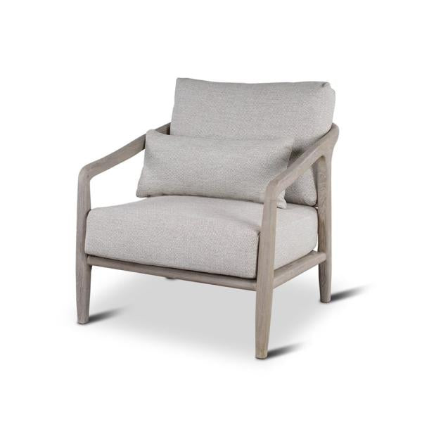 ANAIS lounge chair teak grey, beige weaving, incl cushions beige
