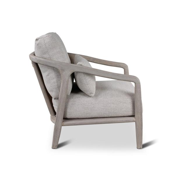 ANAIS lounge chair teak grey, beige weaving, incl cushions beige