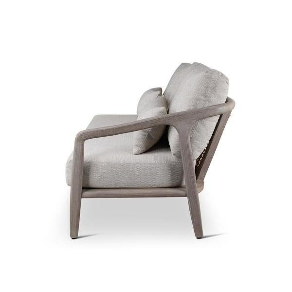 ANAIS seat right teak grey, beige weaving, incl cushions beige