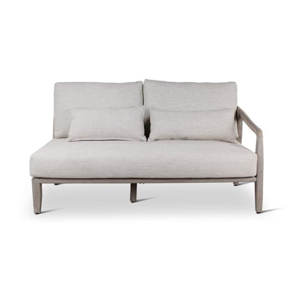 ANAIS seat right teak grey, beige weaving, incl cushions beige