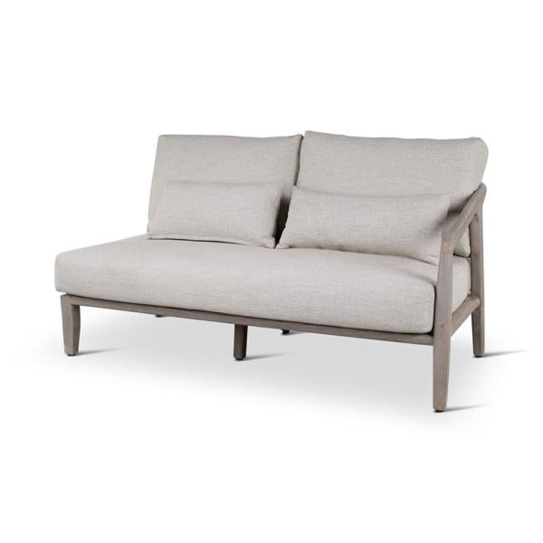 ANAIS seat right teak grey, beige weaving, incl cushions beige