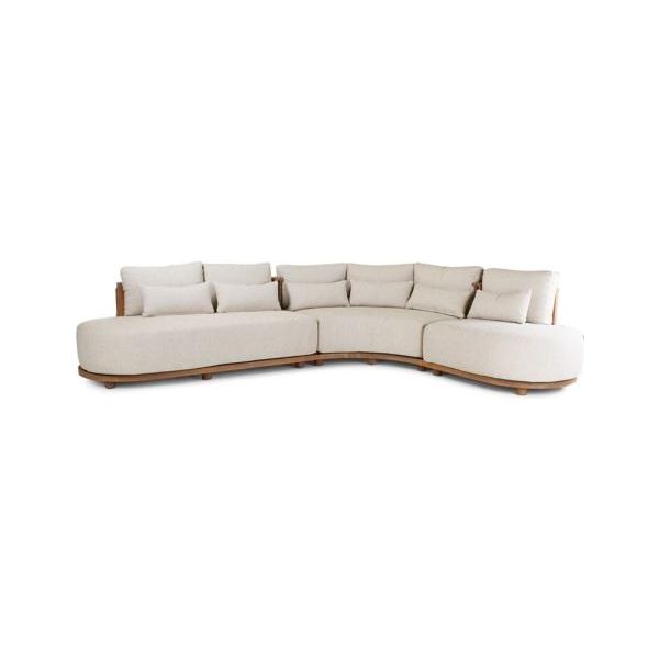 PISANG lounge set teak naturel incl cushion set cream