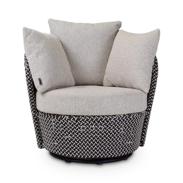 ADAMO rotaing chair weaving oyster incl cushions cream