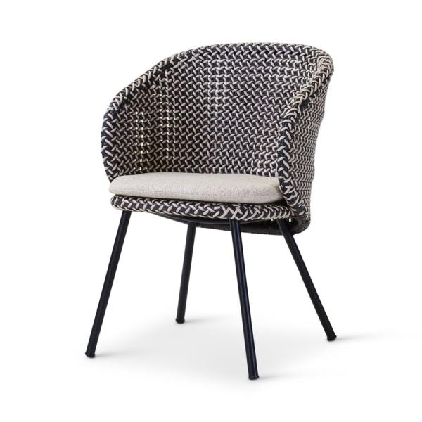 MODESTO armchair black alu, weaving oyster incl cushion cream
