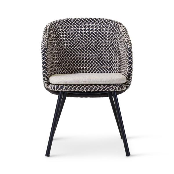 MODESTO armchair black alu, weaving oyster incl cushion cream