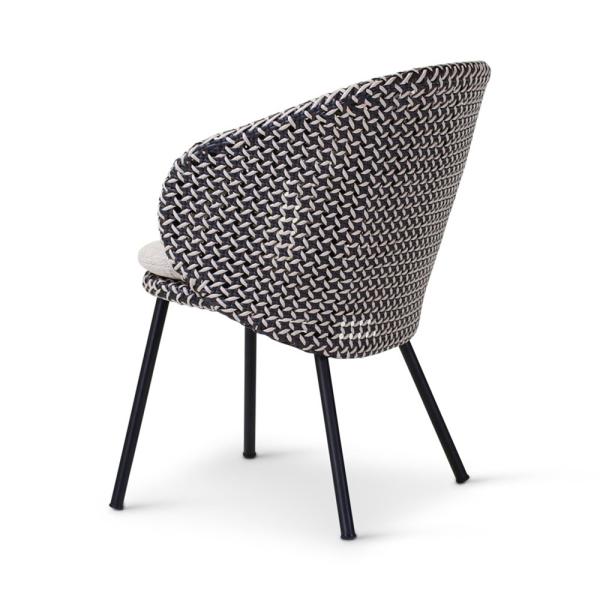 MODESTO armchair black alu, weaving oyster incl cushion cream