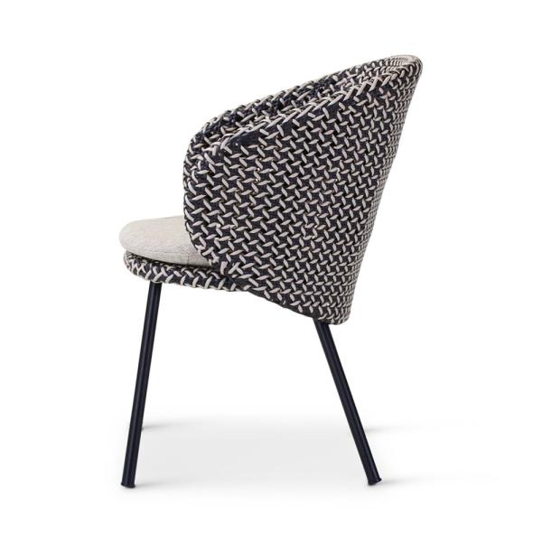 MODESTO armchair black alu, weaving oyster incl cushion cream