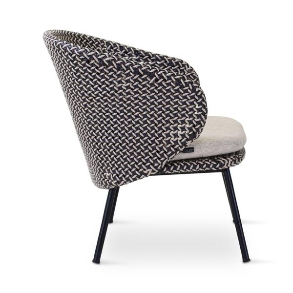 MODESTO lounge chair black alu, weaving oyster incl cushion cream