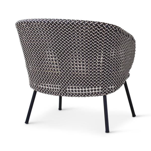 MODESTO lounge chair black alu, weaving oyster incl cushion cream