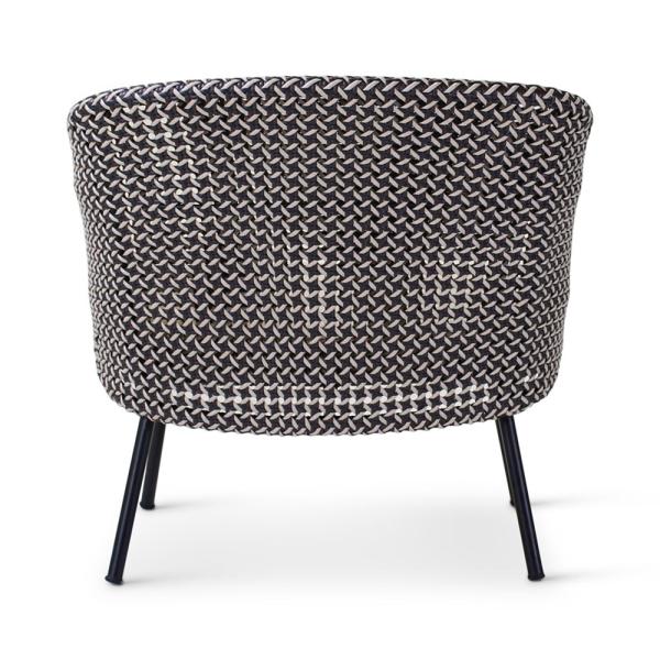 MODESTO lounge chair black alu, weaving oyster incl cushion cream