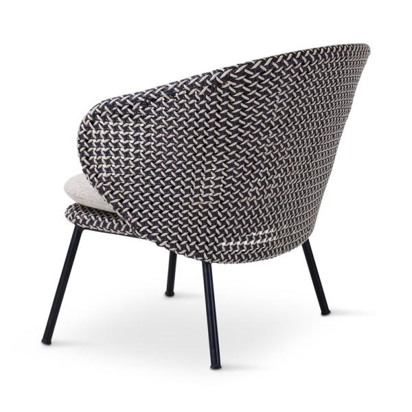 MODESTO lounge chair black alu, weaving oyster incl cushion cream