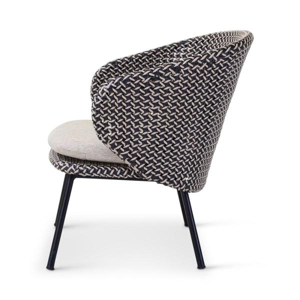 MODESTO lounge chair black alu, weaving oyster incl cushion cream