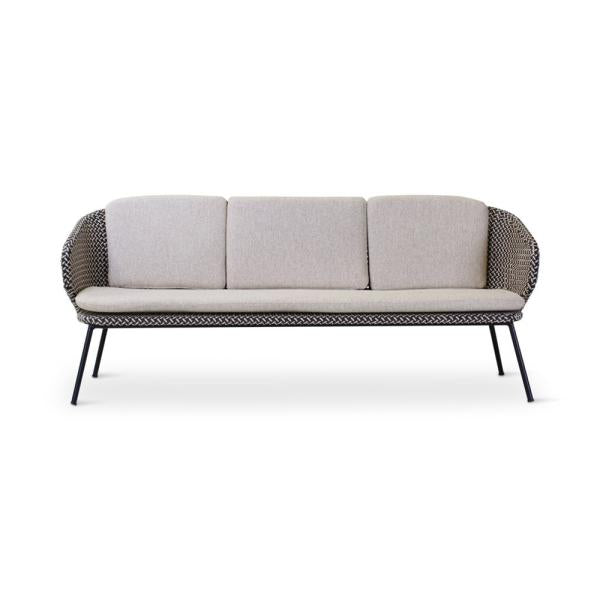 MODESTO 3-seat black alu, weaving oyster incl cushion cream