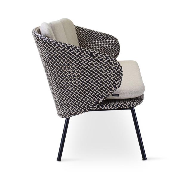 MODESTO 3-seat black alu, weaving oyster incl cushion cream