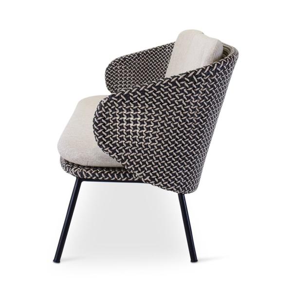 MODESTO 3-seat black alu, weaving oyster incl cushion cream